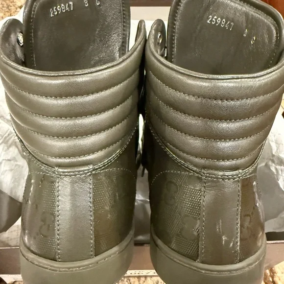 Authentic Gucci Men's Olive Lace-Up Shoes Size 8.0 - Picture 8 of 16